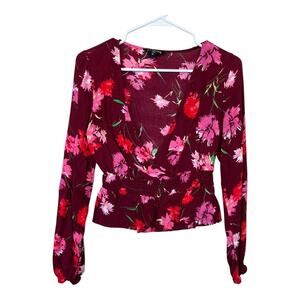 Express XS Floral Peplum Blouse Shirt Top Cottage Indie Fairy